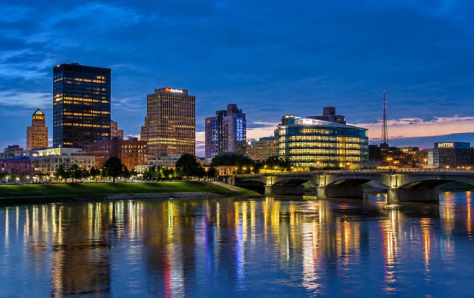 Dayton skyline at dusk
